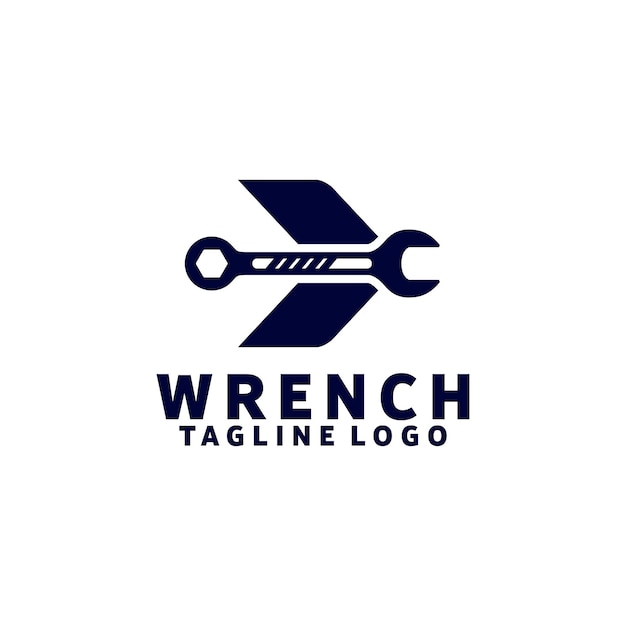 Wrench Logo Design Concept Isolated in White Background