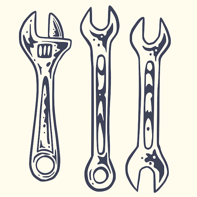 Vector wrench tools motorcycle illustration