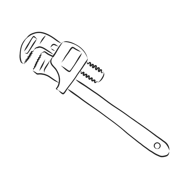 Wrench vector sketch illustration Wrench Hand drawn