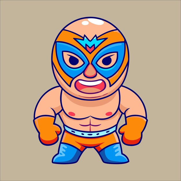 Vector wrestler with mask cartoon vector icon illustration