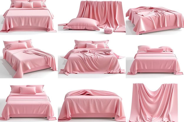 wrinkled pink cotton bed linen pillows morning messy