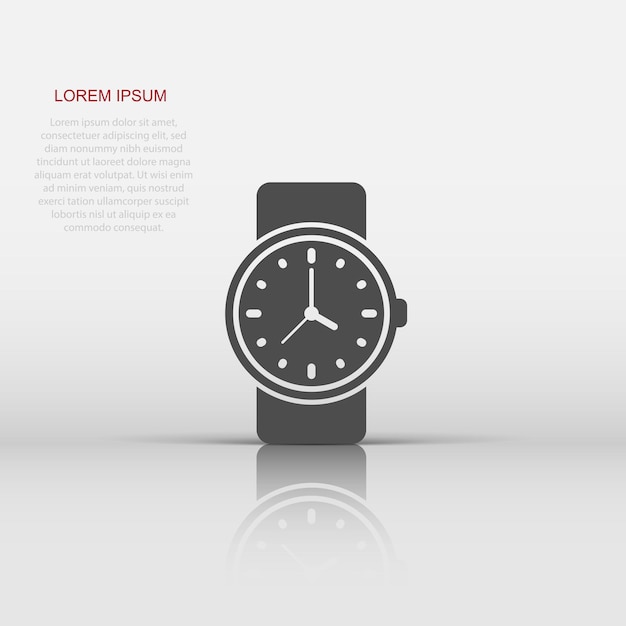 Wrist watch icon in flat style Hand clock vector illustration on white isolated background Time bracelet business concept