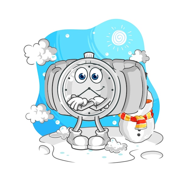 Wristwatch in cold winter character cartoon mascot vector