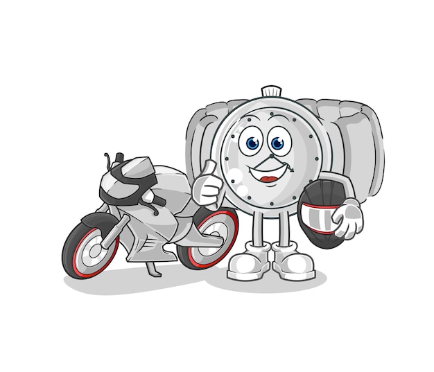 Wristwatch racer character cartoon mascot vector