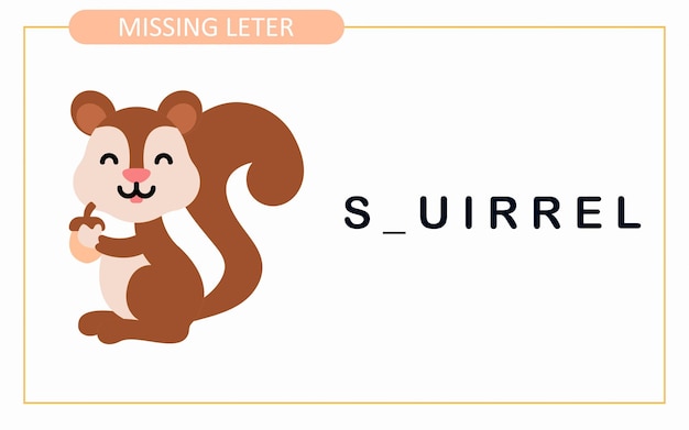 Write the missing letter Activity Worksheet for education Squirrel letter