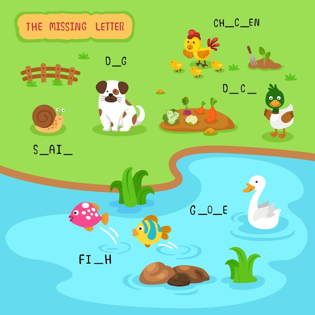 Write the missing letterillustration vector