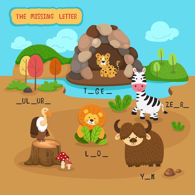 Write the missing letterillustration vector