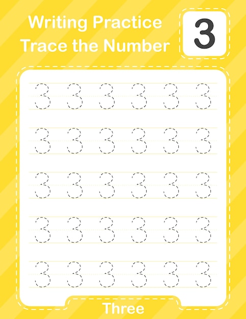 Vector write the numbers handwriting practice education developing worksheet learning numbers for kids