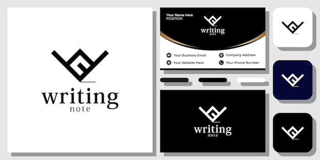 Writing Note initials pencil words arts name title with business card template