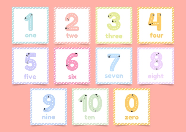 Writing practice with Numbers for kids Kindergarten flashcards tracing from 1 to 10