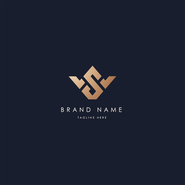 WS vector logo design vector image alphabetic luxury golden style