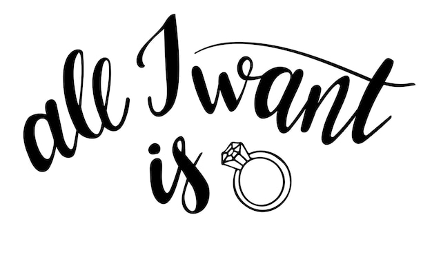 WStValentines Day All I want is ring hand lettering