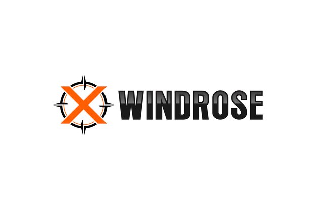 X icon logo design with windrose target focus