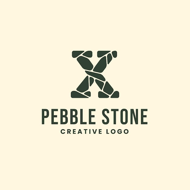 X Letter Pebble Stone Organic And Luxurious Logo Design