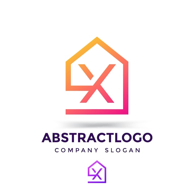 X letter real estate logo with colorful home sign icon