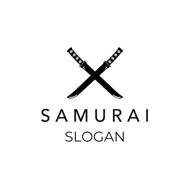 X traditional katana for japanese logo minimalist vector icon illustration design