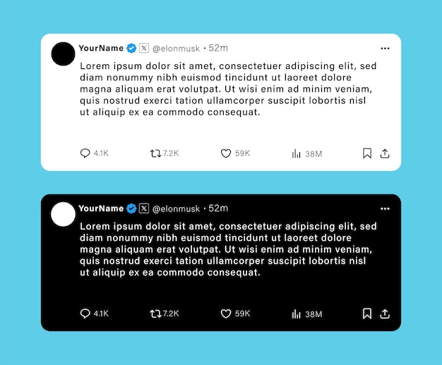 Vector x or twitter post or tweet mockup