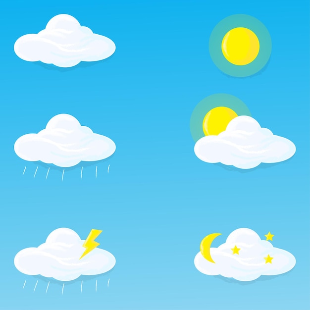 XABundle of various types of weather with painting effects suitable for illustrations and animations of weather forecasts and others