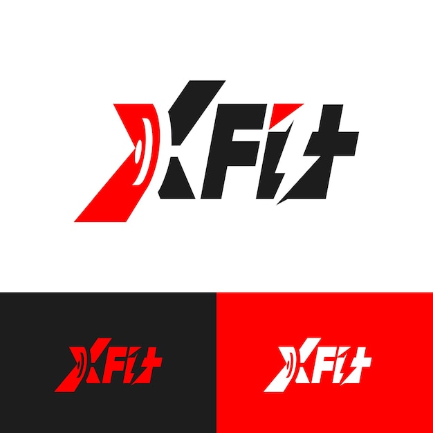 xfit logo design concept with barbell and strom symbol profesional trainer logo fitness company