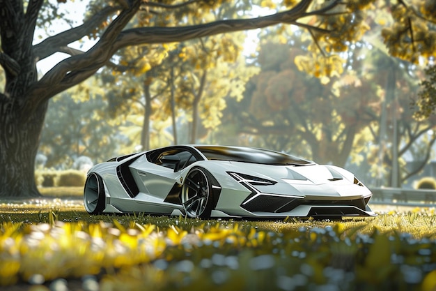 Vector xiamen lamborghini avanzado showing the car parked with trees in the background twin turbo lomborg