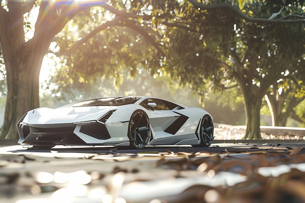 Vector xiamen lamborghini avanzado showing the car parked with trees in the background twin turbo lomborg