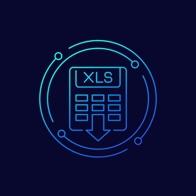 Xls icon download document linear vector