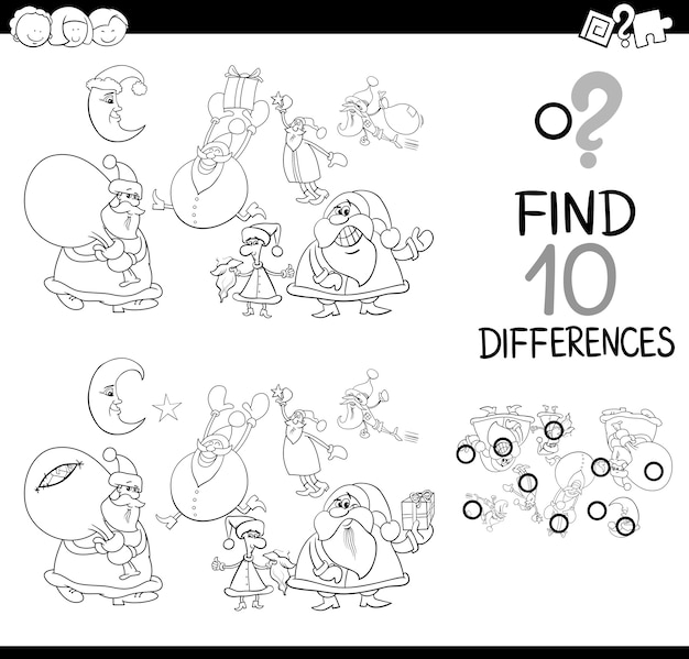 xmas differences coloring page