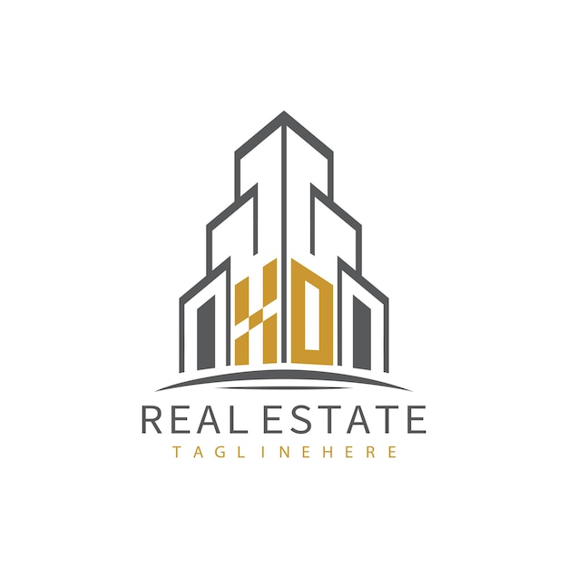 XO initial monogram logo for real estate with building shape creative design