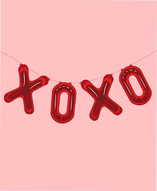 xoxo balloon vector xoxo balloon valentines day valentines vector Xoxo Balloon Illustration