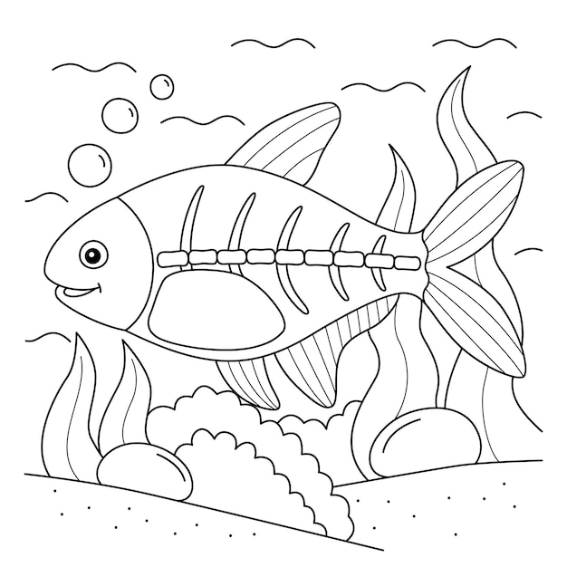 Xray Fish Animal Coloring Page for Kids