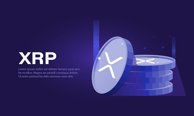 XRP cryptocurrency banner on purple background Virtual cryptocurrency concept