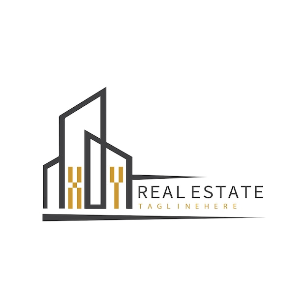 XY initial monogram logo for real estate with building shape creative design