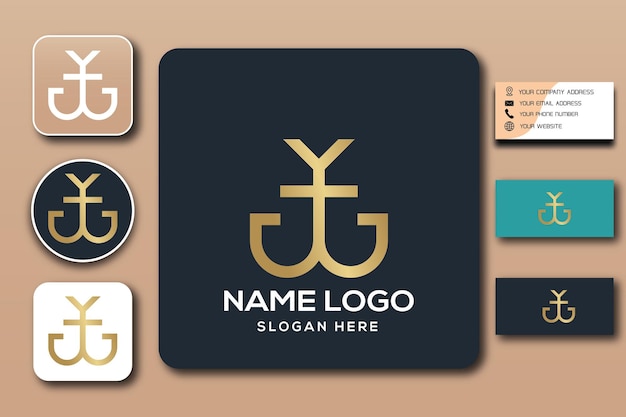 Y combination anchor monogram logo template color editable