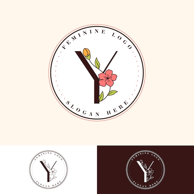 Y Flower Feminine Logo Template