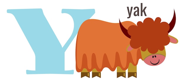 Y letter icon Yak animal alpabet symbol