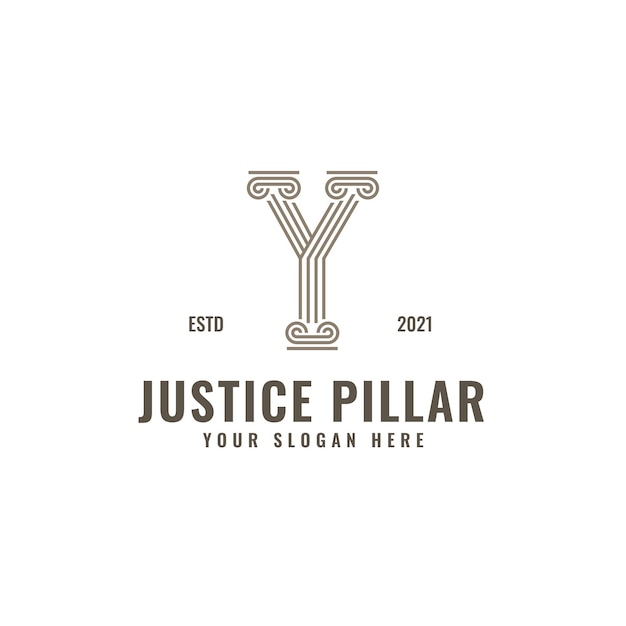 Y Letter Logo Law And Justice Pillar Elegant Bold Geometric Line Art