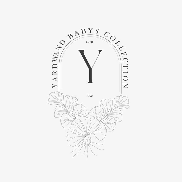 Vector y letter logo with creative floral concept for company business beauty real estate premium vector