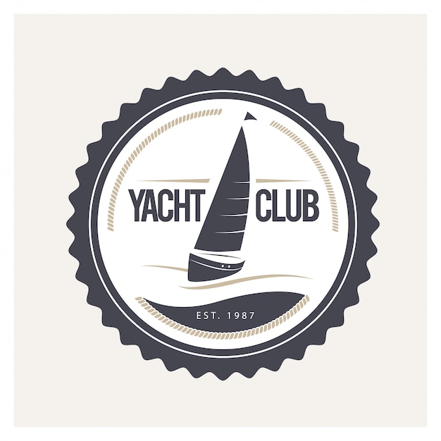 Vector yacht club logo design vector illustration.