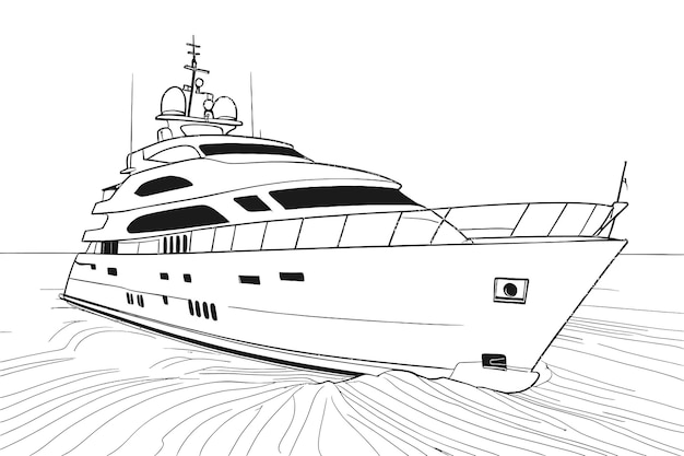 yacht a coloring book page white background