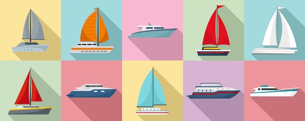 Yacht icon set