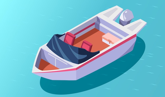 Yachts isometric icon Travel ship Luxury marine cruise boat Yachting 3d vessel Fishing sea cruise Tourism water transport for river or lake Vector illustration