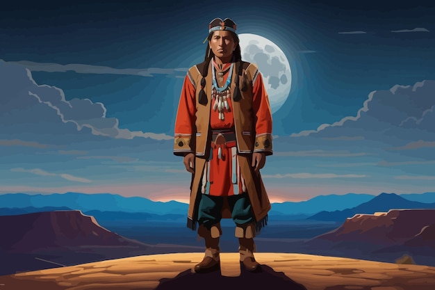 Yaqui indigenous man illustration