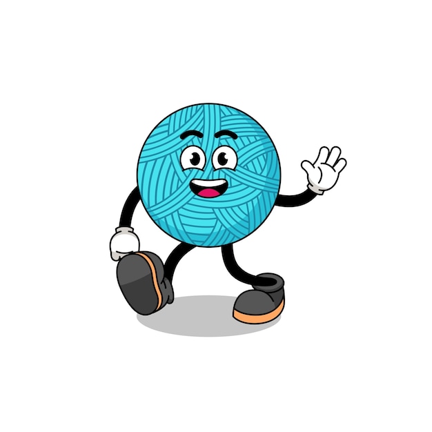 Yarn ball cartoon walking character design