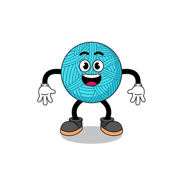 Yarn ball cartoon with surprised gesture character design