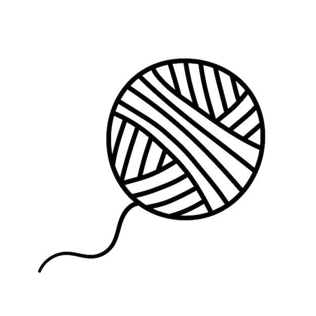 Yarn ball for knitting Hand drawn element of sewing element in doodle sketch style Needlework