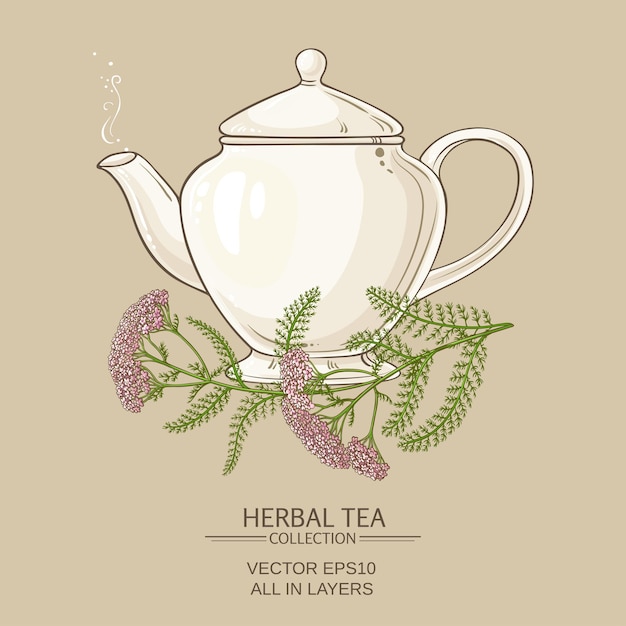 Yarrow tea in teapot