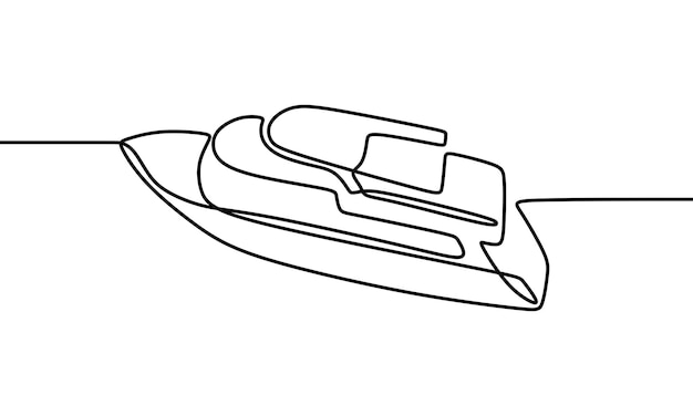 Yatch sea oneline continuous single line art handdrawn