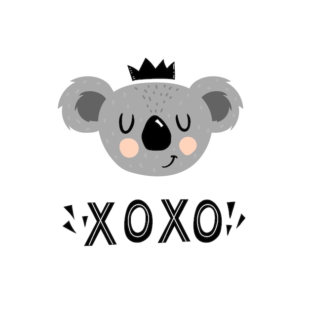 yeah Cartoon koala with hand lettering