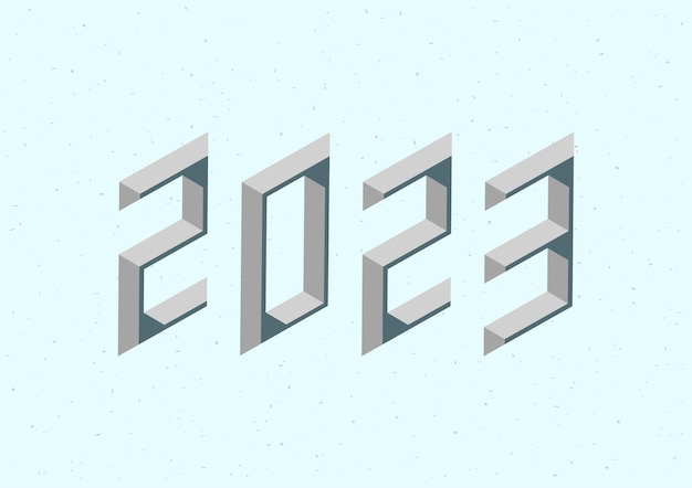 Year 2023 logo with 3d isometric effect