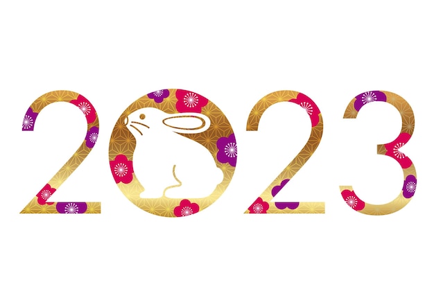 The Year 2023 The Year Of The Rabbit Greeting Symbol With A Rabbit Mascot